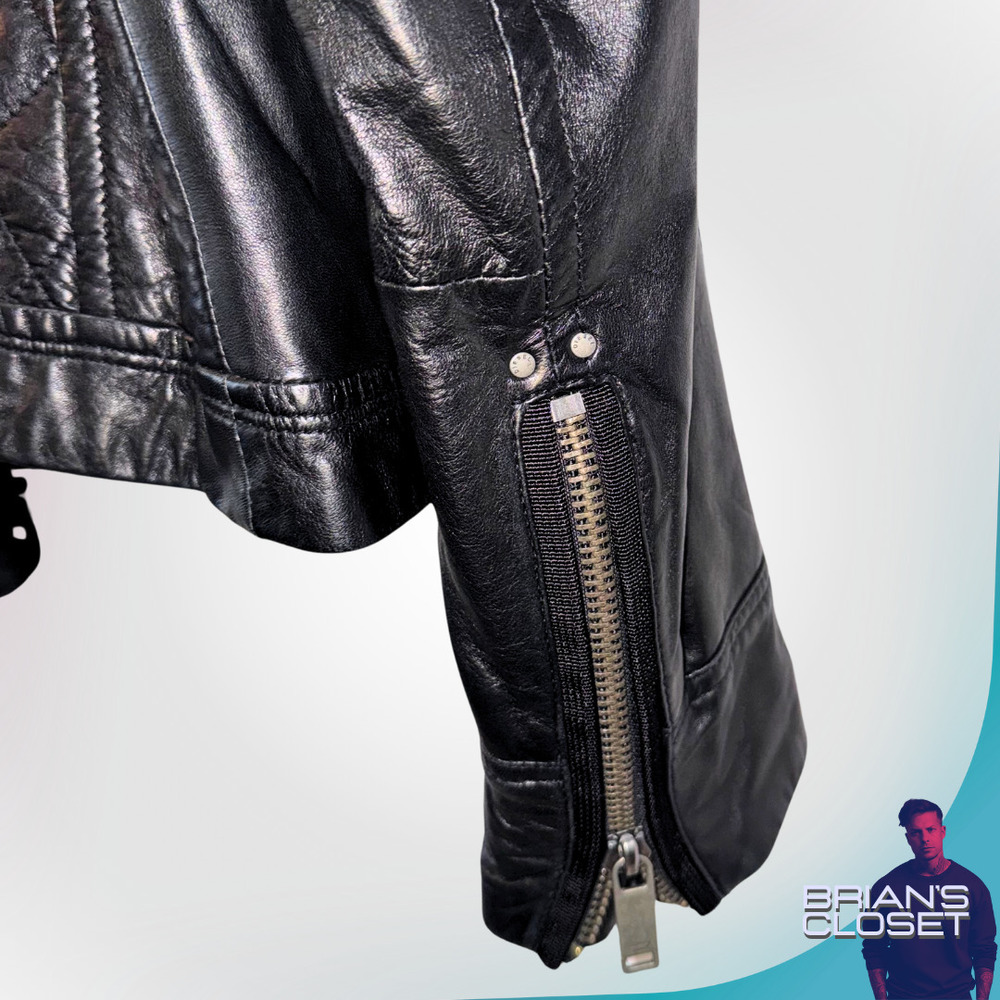 DIESEL Men's Leather Motorcycle Jacket in Black - L - Picture 10 of 15